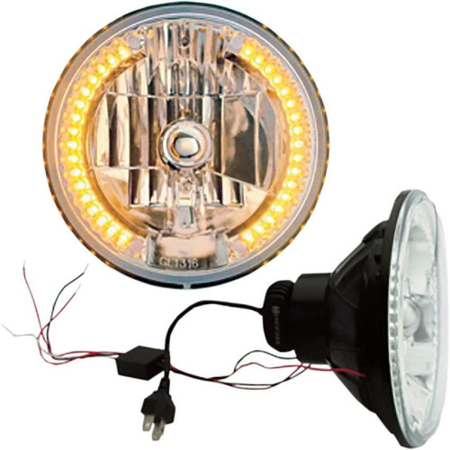 PartzBiz HD: 4415088-Headwinds Chrome 7" Headlamp Headlight w/ LED Snake Eye Turn Signals H4 Harley PartzBiz HD: 4415088-Headwinds Chrome 7" Headlamp Headlight w/ LED Snake Eye Turn Signals H4 Harley
