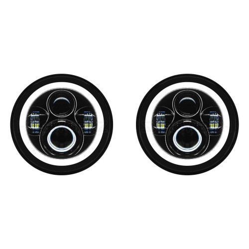 PartzBiz HD: 4414711-Hogworkz Blackout 7 ” LED HaloMaker ไฟหน้ารถจี๊ป Wrangler CJ-5 CJ-7 TJ JK JL