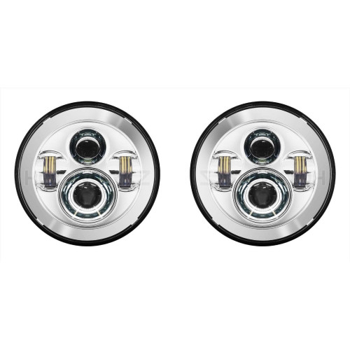 PartzBiz HD: 4414600-Hogworkz Chrome 7 ไฟหน้าแบบ LED ไฟหน้ารถจี๊ป Wrangler CJ-5 CJ-7 TJ JK JL