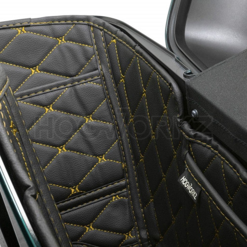 PartzBiz HD: 4414618-Hogworkz Standard Saddlebag Liners Black w/ Gold Stitching Harley Touring 14-Up