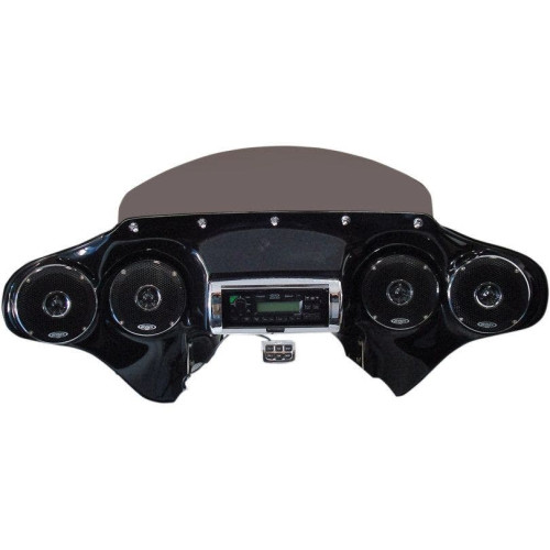 PartzBiz HD: 4414544-Hoppe HDF-RK-QZ-CHRHC Black Quadzilla 4 5" Speaker w/ Stereo Receiver FLHR 94-18 | HDF-RK-QZ-CHRHC