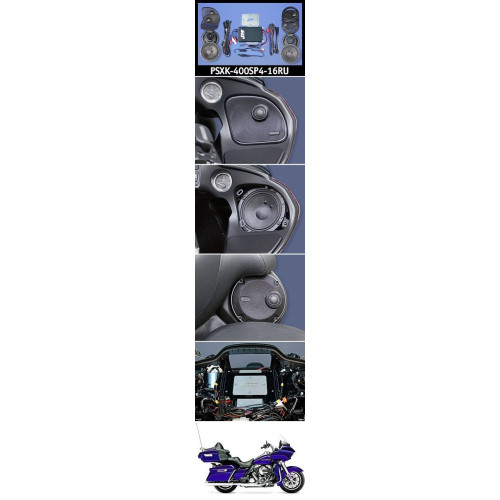 PartzBiz HD: 4414407-J&M Performance Series 4 Speaker 400 Watt Amp Kit 16-18 Harley Road Glide FLTR/U | PSXK-400SP4-16RU