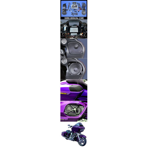 PartzBiz HD: 4414350-J&M Rokker XXR Extreme 800w 4-Speaker & Amp Install Kit 15-20 Harley FLTR XXRK-800SP4-15RC best for davidson sound upgrade system speaker