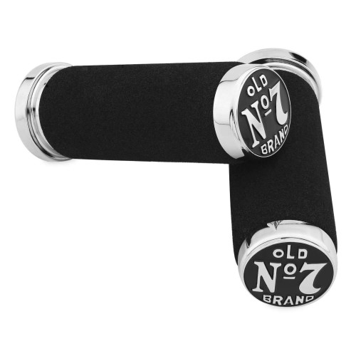 PartzBiz HD: 4414337-Jack Daniels OLD #7 Chrome Foam Hand Grips for Harley Cable Throttle Models | 106-244