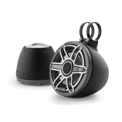 PartzBiz HD: 4414214-JL Audio 6.5-Inch Enclosed Coaxial System Matte Black Enclosure Titanium Sport Grille