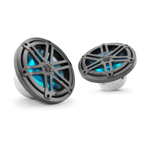 PartzBiz HD: 4414195-JL Audio 7.7-Inch Marine Coaxial Speakers Metal Gray Sport Grille W/RGB LED