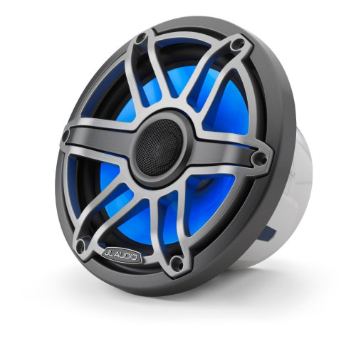 PartzBiz HD: 4414097-JL Audio M6 LED 7.7-inch Marine Coaxial Speaker Set w/ Titanium Sport Grilles