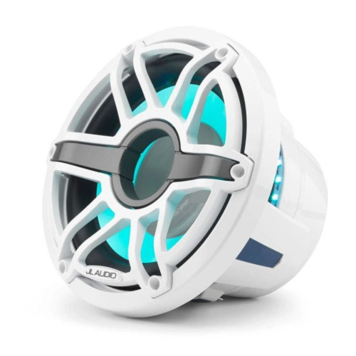 PartzBiz HD: 4414101-JL Audio M6 Series - 10-inch (250 mm) Marine Subwoofer Driver with Transflective‚Ñ¢ LED Lighting; Gloss White Trim Ring; Gloss White Sport Grille; 4 Œ©