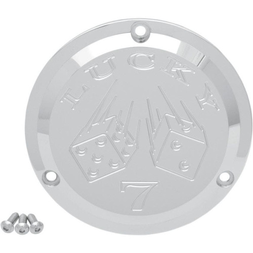 PartzBiz HD: 4413957-Joker Machine Chrome Lucky 7 3 Hole Derby Cover สำหรับ Harley Big Twin 70-98 | 921017ล