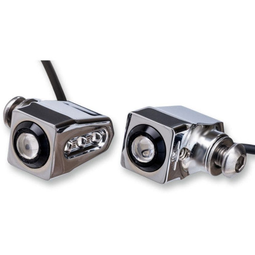 PartzBiz HD: 4413960-Joker Machine Chrome Single Rat Eye Red LED Turn Signals Harley & Metric | 05-206-RC