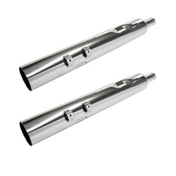 PartzBiz HD JFB-JPT430MC200 - Jones Exhaust JPT430MC200 Full Boar Straight Cut Slip-On Mufflers 2" Baffle 95-16 FLH