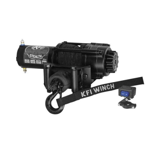 PartzBiz HD: 4413844-KFI SE35 สีดำ 3500lbs Stealth Series เครื่องกว้านอลูมิเนียม W/รีโมท ATV UTV Off-Road JEEP 573806