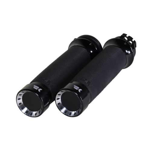 PartzBiz HD: 4413812-Khrome Werks 500220 Black Contour Turbine Handlebar Grips Harley Cable Throttle