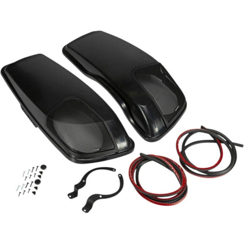 PartzBiz HD: 4413658-Kicker 46HDBLVB Saddlebag Speaker Lids Harness Smooth Black Harley Touring 14-Up