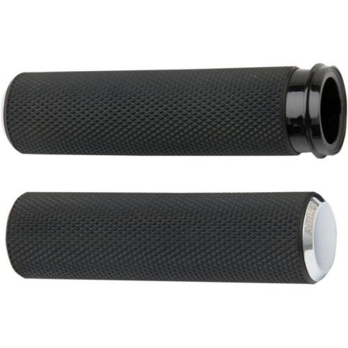 PartzBiz HD: 4413354-Arlen Ness 07-326 Fusion Chrome Knurled Hand Grips 08-19 Harley Throttle By Wire Touring Bagger Dresser Softial CVO 0630-1043 06301043 262247