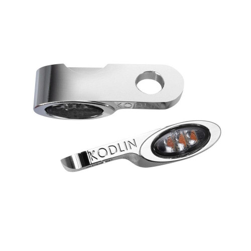 PartzBiz HD: 4413356-Kodlin Chrome Elypse ไฟเลี้ยว LED สีเหลืองอำพัน Universal 12V Harley & Custom