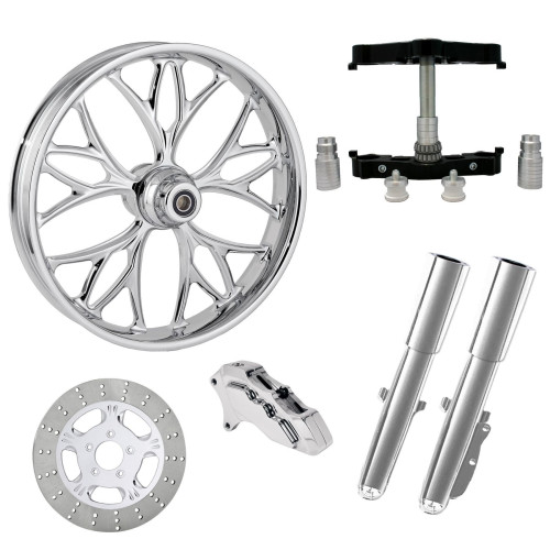PartzBiz HD: 4413329-Kore Chrome 23" Wheel Tire Single Side w/ Raked Triple Trees Lowers & Sliders | KORE-SNGL-CHR-KIT-23PCKG