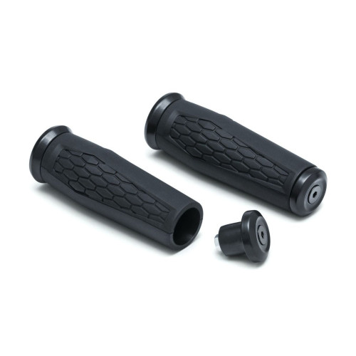 PartzBiz HD: 4412964-Kuryakyn 5927 Satin Black Universal Hex Grips 1” เส้นผ่านศูนย์กลางพร้อมปลายเปิด Harley Davidson 06302365 0630-2365