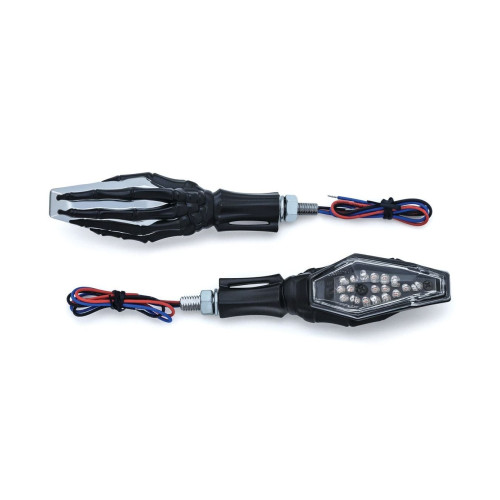 PartzBiz HD: 4412696-สัญญาณไฟเลี้ยวมือ Kuryakyn Black Chr Skeleton Hand สำหรับ Harley / คู่เมตริก | 2529 PartzBiz HD: 4412696-สัญญาณไฟเลี้ยวมือ Kuryakyn Black Chr Skeleton Hand สำหรับ Harley / คู่เมตริก | 2529