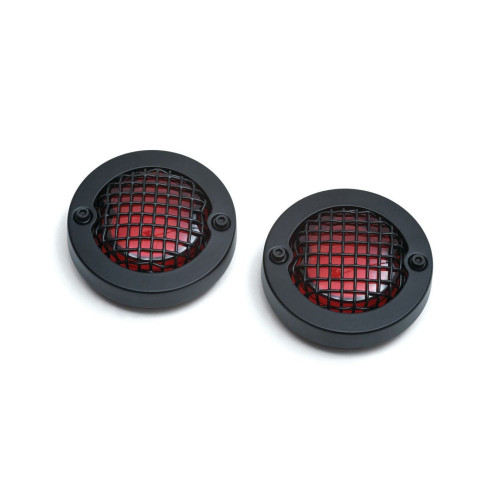 PartzBiz HD: 4412684-Kuryakyn Black Mesh Bullet Turn Signal Bezels Red Lens for Harley | 6547 PartzBiz HD: 4412684-Kuryakyn Black Mesh Bullet Turn Signal Bezels Red Lens for Harley | 6547