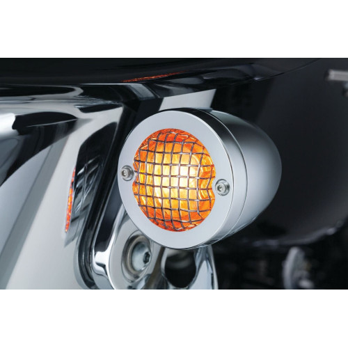PartzBiz HD: 4412496-Kuryakyn Chrome Mesh Bullet Turn Signal Bezels Amber Lens for Harley | 6516 PartzBiz HD: 4412496-Kuryakyn Chrome Mesh Bullet Turn Signal Bezels Amber Lens for Harley | 6516