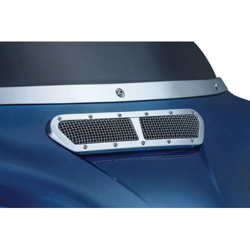 PartzBiz HD: 4412498-Kuryakyn Chrome Mesh Fairing Vent Dash Insert Grill for Harley Batwing 14-17 | 6511 PartzBiz HD: 4412498-Kuryakyn Chrome Mesh Fairing Vent Dash Insert Grill for Harley Batwing 14-17 | 6511