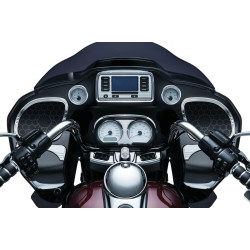 PartzBiz HD KA6966 - Kuryakyn Chrome Tri Line สเตอริโอ Trim Accent สำหรับ Harley FLTR 15up W/ Boom Box 4.3 | 6966 PartzBiz HD KA6966 - Kuryakyn Chrome Tri Line สเตอริโอ Trim Accent สำหรับ Harley FLTR 15up W/ Boom Box 4.3 | 6966