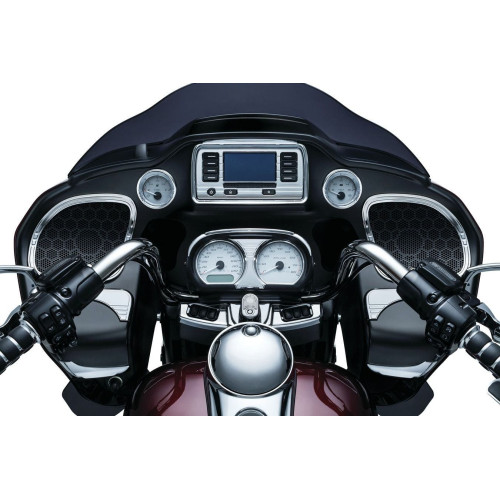 PartzBiz HD: 4412391-Kuryakyn Chrome Tri Line Stereo Trim Accent for Harley FLTR 15up W/ Boom Box 4.3 | 6966 PartzBiz HD: 4412391-Kuryakyn Chrome Tri Line Stereo Trim Accent for Harley FLTR 15up W/ Boom Box 4.3 | 6966