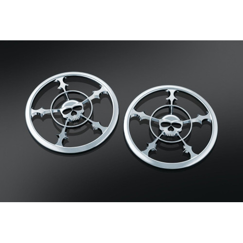 PartzBiz HD: 4412366-Kuryakyn Chrome Zombie Front Fairing Speaker Grills for Harley FLH/T 14-15 | 7373 PartzBiz HD: 4412366-Kuryakyn Chrome Zombie Front Fairing Speaker Grills for Harley FLH/T 14-15 | 7373