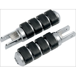 PartzBiz HD KA8001 - Kuryakyn Chrome ISO-หมุดขนาดเล็กพร้อมอะแดปเตอร์เมาท์ตัวเมีย 5/8” สากล
