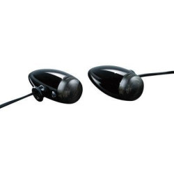 PartzBiz HD KA2504 - สัญญาณไฟเลี้ยว Kuryakyn Gloss Black Amber LED Mini Bullets (pr) สำหรับ Harley | 2504