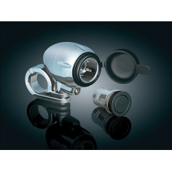 PartzBiz HD KA1423 - Kuryakyn Chrome Handlebar Electrical Power Point Device Charger with 1" Clamp