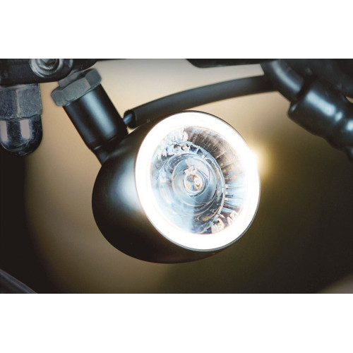 PartzBiz HD: 4412114-Kuryakyn Kellermann Bullet 1000 2553 Black Amber LED Front Turn Signal Harley & Metric