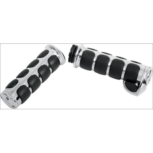 PartzBiz HD: 4411986-Kuryakyn Chrome ISO-Grips พร้อม Throttle Boss (pr) สำหรับ Harley Throttle By Wire | 6228 PartzBiz HD: 4411986-Kuryakyn Chrome ISO-Grips พร้อม Throttle Boss (pr) สำหรับ Harley Throttle By Wire | 6228