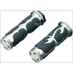 PartzBiz HD KA6262 - Kuryakyn Chrome Universal ISO-Flame Grips สำหรับแฮนด์บาร์ขนาด 1” (pr) | 6262 PartzBiz HD KA6262 - Kuryakyn Chrome Universal ISO-Flame Grips สำหรับแฮนด์บาร์ขนาด 1” (pr) | 6262
