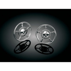 PartzBiz HD KA3787 - Kuryakyn Chrome Zombie Front Fairing Speaker Grills for Harley FLH/T 96-13 | 3787