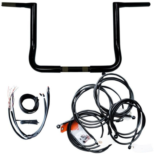 PartzBiz HD: 4411700-LA Choppers Black 12" Twin Peaks Ape Hanger Handlebar Package w/ Cables FLHX 16 | LA-7361KT2-12B PartzBiz HD: 4411700-LA Choppers Black 12" Twin Peaks Ape Hanger Handlebar Package w/ Cables FLHX 16 | LA-7361KT2-12B