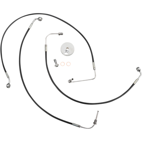 PartzBiz HD: 4411676-La Choppers Black Stainless Brake Line Kit Mini Apes Harley ABS Softail 18-Up