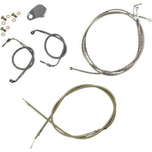 PartzBiz HD: 4411264-LA Choppers LA-8051KT-16 Stainless Extended Cable Kit 15"-17" Harley FLH 09-13