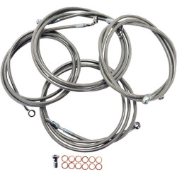 PartzBiz HD DS06100774 - La Choppers Stainless Braided Handlebar Cable Kit '13 CVO & '14 Harley FLH - 15"-17" - LA-8052KT-16