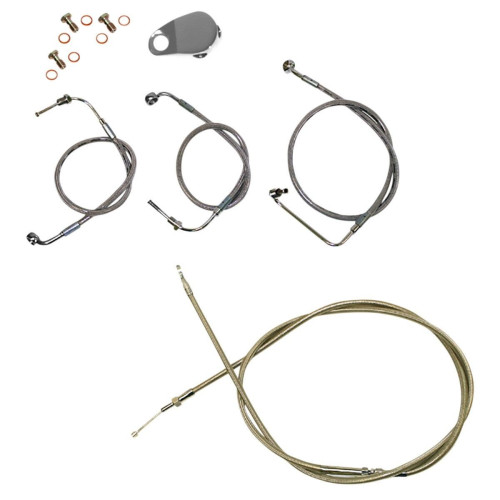 PartzBiz HD: 4411233-La Choppers Stainless Standard Cable Brake Line Kit 18-20 Bar Harley Softail 18-Up