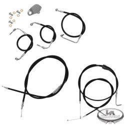 PartzBiz HD LA-BK-FLHR-96-07 - La Choppers Stock and Extended Black Cable Kits for Harley Davidson 96-07 Road King and Road Glide | 