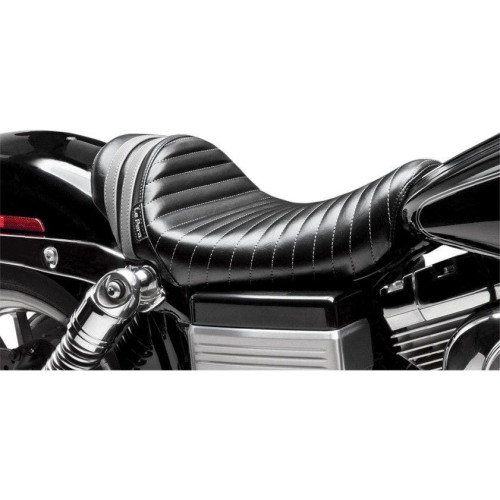 PartzBiz HD: 4411143-Le Pera Black w/ Grey Stripes CafÔøΩ Stubs สปอยเลอร์ Solo Seat สำหรับ Harley Dyna 06-16 | LK-411GY
