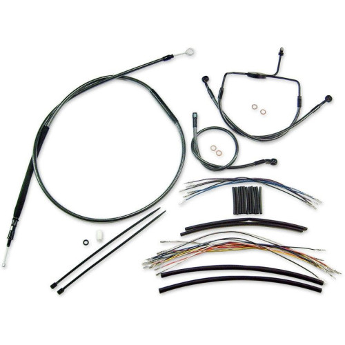 PartzBiz HD: 4410205-Magnum Black Pearl Complete 18"-20" Handlebar Installation Kit 08-13 FLH No ABS | 487303