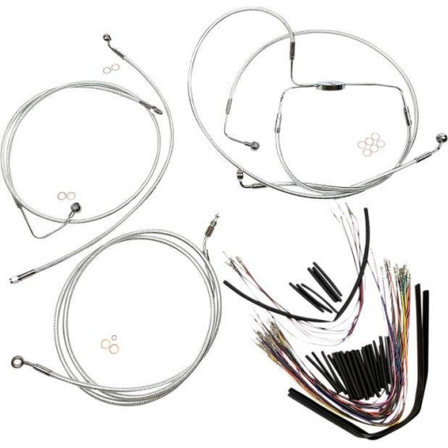 PartzBiz HD: 4409840-Magnum Sterling Chromite II Handlebar Cable Install Kit 15-17 Rise Harley 08-12