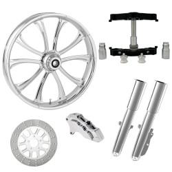 PartzBiz HD MAVERICK-SNGL-CHR-KIT-23PCKG - Maverick Chrome 23" Wheel Tire Single Side Raked Triple Trees Lowers & Sliders | MAVERICK-SNGL-CHR-KIT-23PCKG