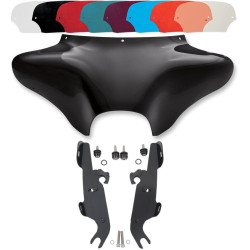 PartzBiz HD DS23300017|DS23200044|& Windshield - Memphis Shades Batwing Fairing Black Trigger Lock Mount Shield FLST w/o Light | MEM7011 & MEM8988