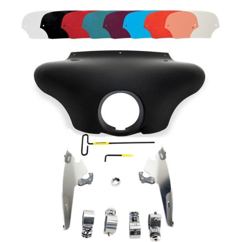 PartzBiz HD: 4409745-Memphis Shades Batwing Fairing Polished Trigger Lock Mount Shield XL 883L 11-18 | MEM7081 & MEK2004