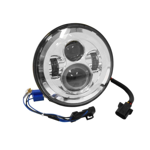 PartzBiz HD: 4409342-Mid USA 11004 Chrome 7" Bright White LED Headlight 94-19 Harley Davidson Softail Touring head light lamp 7 inch round custom chopper bagger bike jeep wrangler TJ LJ JK JL lighting upgrade replacement