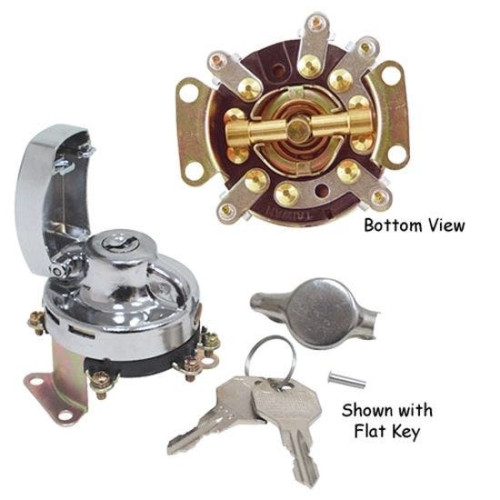 PartzBiz HD: 4409326-Mid USA 15030 V-Factor Chrome 5 โพสต์สวิตช์จุดระเบิด 36-95 Harley 71501-73T